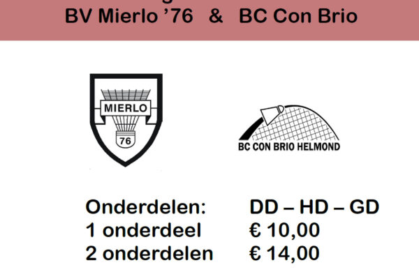 Senioren: MieCon toernooi op 9 maart